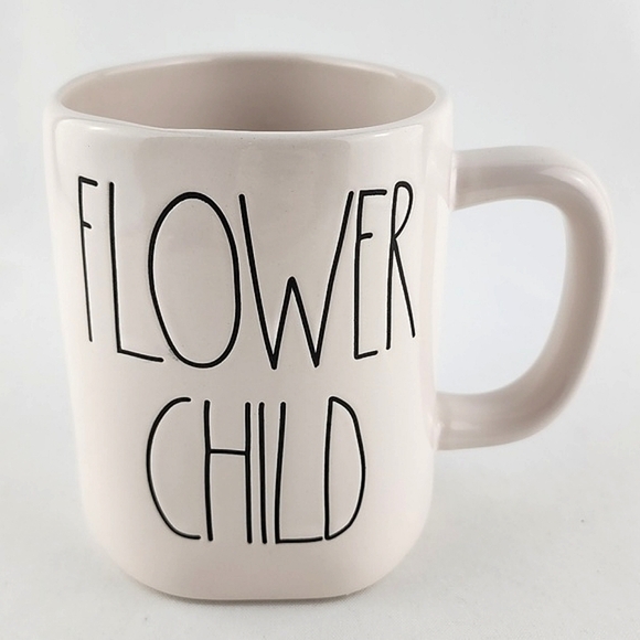 ⭐️2/ $50⭐️ Rae Dunn Artisan Collection White Mug FLOWER CHILD Large Letters - Picture 2 of 10
